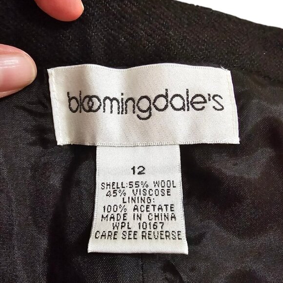 Bloomingdale's Vintage Black Wool Blend High Rise Wide Leg Dress Pants Sz 12 - Picture 6 of 7